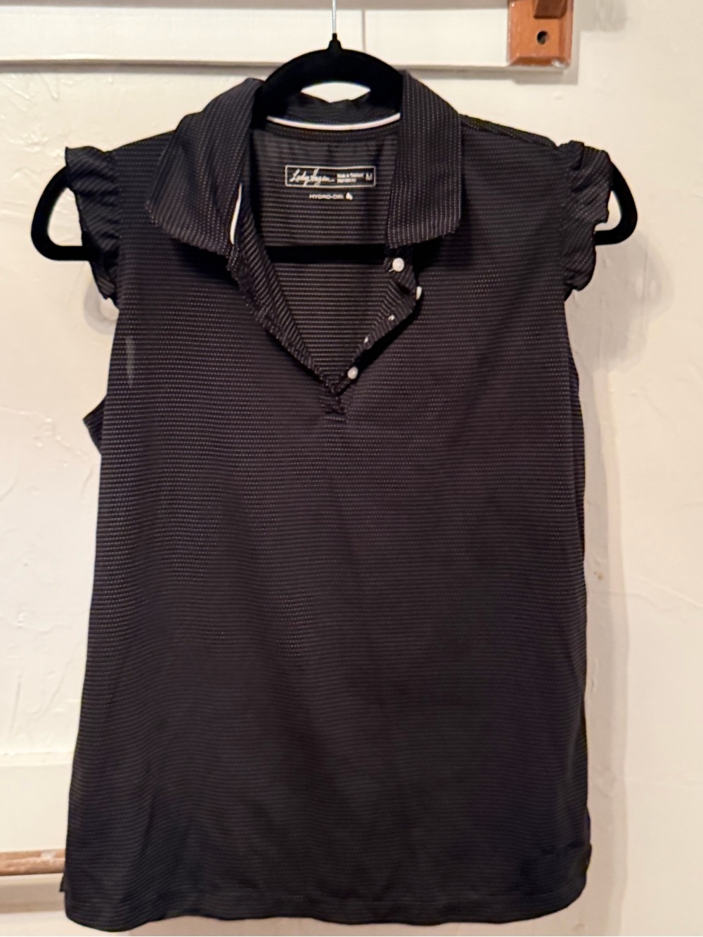 Black Cap-Sleeve Collared Polo Blouse by Apt. 9